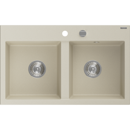 Mexen Hektor chiuvetă granit 2 compartimente 800 x 480 mm, bej, sifon crom - 6521802000-69