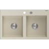 Mexen Hektor chiuvetă de granit cu 2 cuve 800 x 480 mm, bej, sifon crom - 6521802000-69