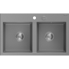 Mexen Hektor chiuvetă din granit cu 2 compartimente 800 x 480 mm, gri, sifon crom - 6521802000-71