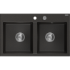 Mexen Hektor 2 rekeszes gránit mosogató 800 x 480 mm, fekete/arany metál, króm szifon - 6521802000-75