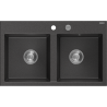 Mexen Hektor 2 rekeszes gránit mosogató 800 x 480 mm, fekete pöttyös, króm szifon - 6521802000-76