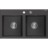 Mexen Hektor chiuvetă din granit cu 2 compartimente 800 x 480 mm, negru pătat, sifon crom - 6521802000-76