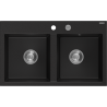 Mexen Hektor chiuvetă din granit cu 2 compartimente 800 x 480 mm, neagră, sifon crom - 6521802000-77