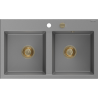 Mexen Hektor chiuvetă de granit 2 compartimente 800 x 480 mm, gri, sifon auriu - 6521802000-71-G