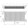 Mexen CC33 panelradiátor 900 x 700 mm, alsó középső csatlakozás, 2227 W, fehér - W6C33-090-070-00