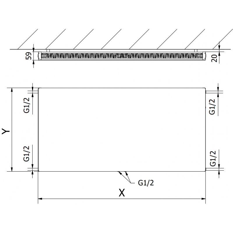 Mexen Flat CCF11 lemezradiátor 300 x 600 mm, alsó középső csatlakozás, 273 W, fehér - W6C11F-030-060-00