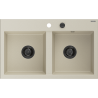 Mexen Hektor chiuvetă din granit cu 2 compartimente 800 x 480 mm, bej, sifon negru - 6521802000-69-B