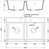 Mexen Hektor chiuvetă de granit cu 2 compartimente 800 x 480 mm, gri, sifon negru - 6521802000-71-B