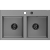Mexen Hektor chiuvetă de granit cu 2 compartimente 800 x 480 mm, gri, sifon negru - 6521802000-71-B