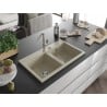 Mexen Hektor 2 rekeszes gránit mosogató 800 x 480 mm, bézs, króm szifon - 6521802000-69