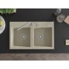 Mexen Hektor 2 rekeszes gránit mosogató 800 x 480 mm, bézs, króm szifon - 6521802000-69