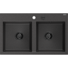 Mexen Hektor chiuvetă din granit cu 2 compartimente 800 x 480 mm, negru pătat, sifon negru - 6521802000-76-B