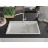 Mexen Omar chiuvetă de bucătărie din granit cu 1 cuvă 800 x 480 mm, alb, sifon cromat - 6520801005-20
