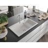 Mexen Omar chiuvetă de bucătărie din granit cu 1 cuvă 800 x 480 mm, alb, sifon cromat - 6520801005-20