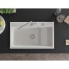 Mexen Omar chiuvetă de bucătărie din granit cu 1 compartiment 800 x 480 mm, alb, sifon crom - 6520801005-20