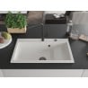 Mexen Omar chiuvetă de bucătărie din granit cu 1 compartiment 800 x 480 mm, alb, sifon negru - 6520801005-20-B