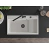 Mexen Omar chiuvetă de bucătărie din granit cu 1 compartiment 800 x 480 mm, alb, sifon negru - 6520801005-20-B