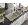 Chiuvetă granitică Mexen Omar 1-cameră 800 x 480 mm, bej, sifon crom - 6520801005-69