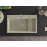 Chiuvetă granitică Mexen Omar 1-cameră 800 x 480 mm, bej, sifon crom - 6520801005-69