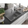 Mexen Omar 1-medencés gránit mosogató 800 x 480 mm, szürke, króm szifon - 6520801005-71