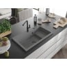 Mexen Omar chiuvetă granit 1 cameră 800 x 480 mm, gri, sifon negru - 6520801005-71-B