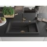 Mexen Omar egykamrás gránit mosogató 800 x 480 mm, fekete pöttyös, arany szifon - 6520801005-76-G