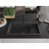 Mexen Omar egymedencés gránit mosogató 800 x 480 mm, fekete spriccelt, fekete szifon - 6520801005-76-B