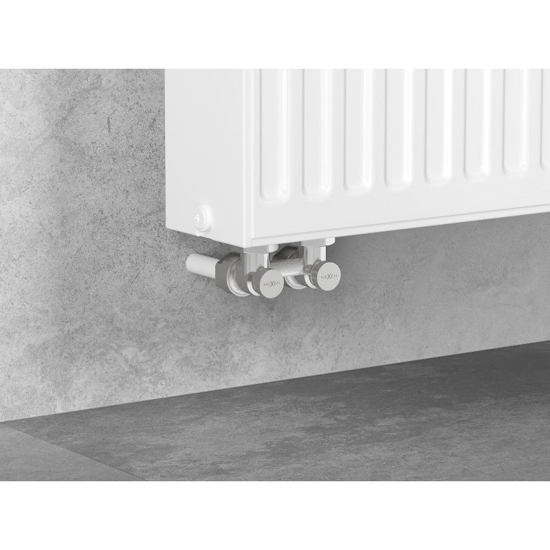 Mexen Uni-Term supapă radiator cu două tuburi DN50, unghiulară 1/2"x16 mm, nichel - W911-016-01