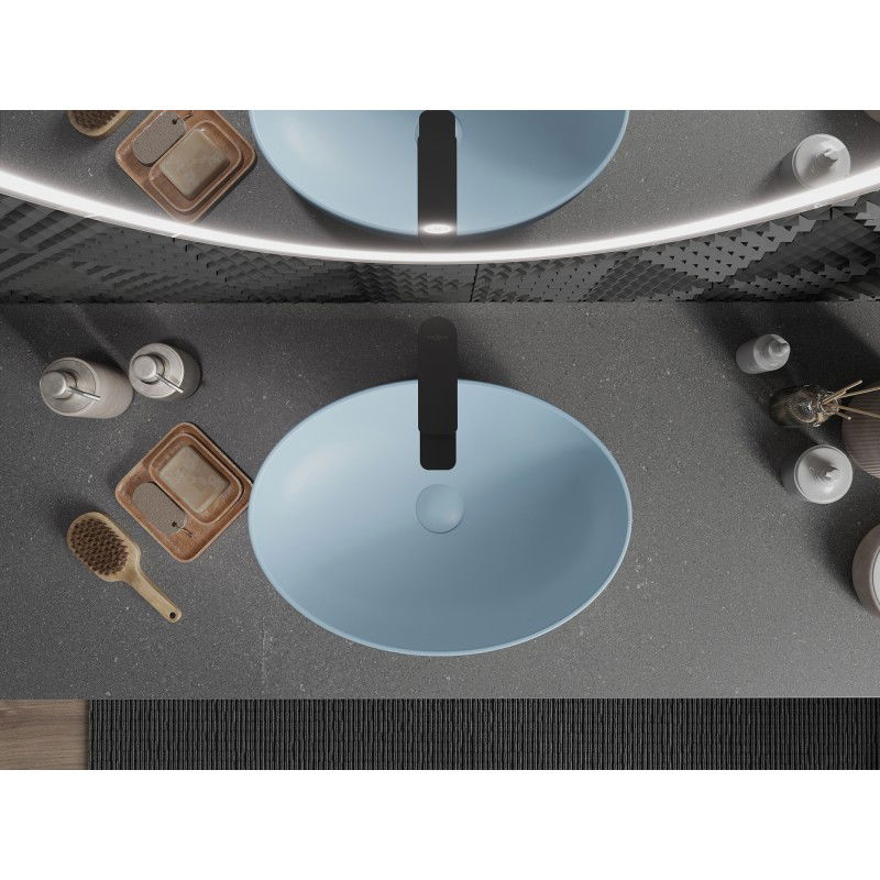 Mexen Cornelia mosdókagyló munkalapra szerelhető 50 x 37 cm, kék matt - 21885049