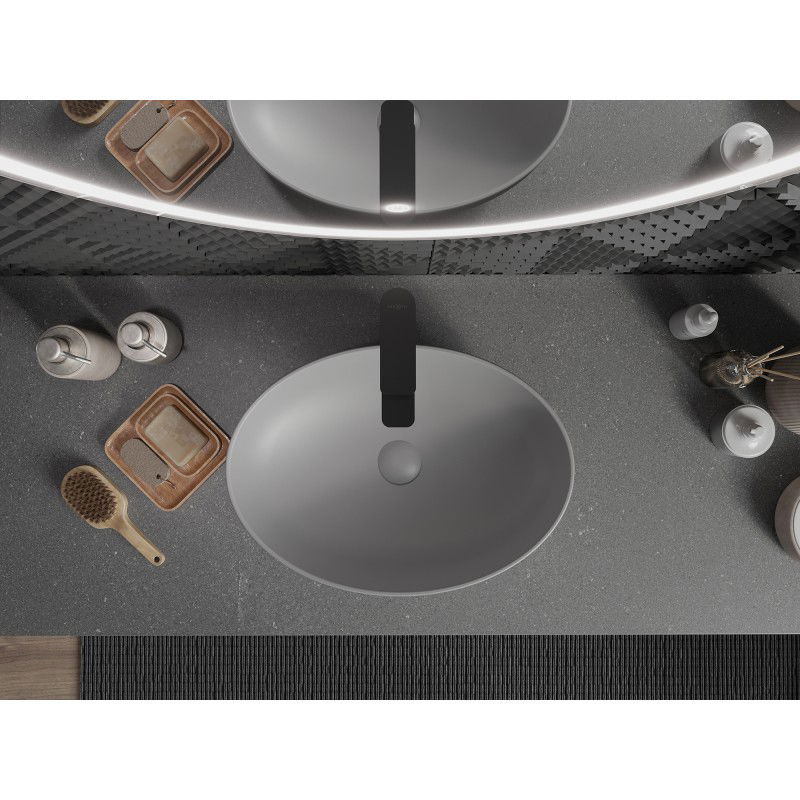 Mexen Cornelia pultra szerelhető mosdó 50 x 37 cm, világosszürke matt - 21885061