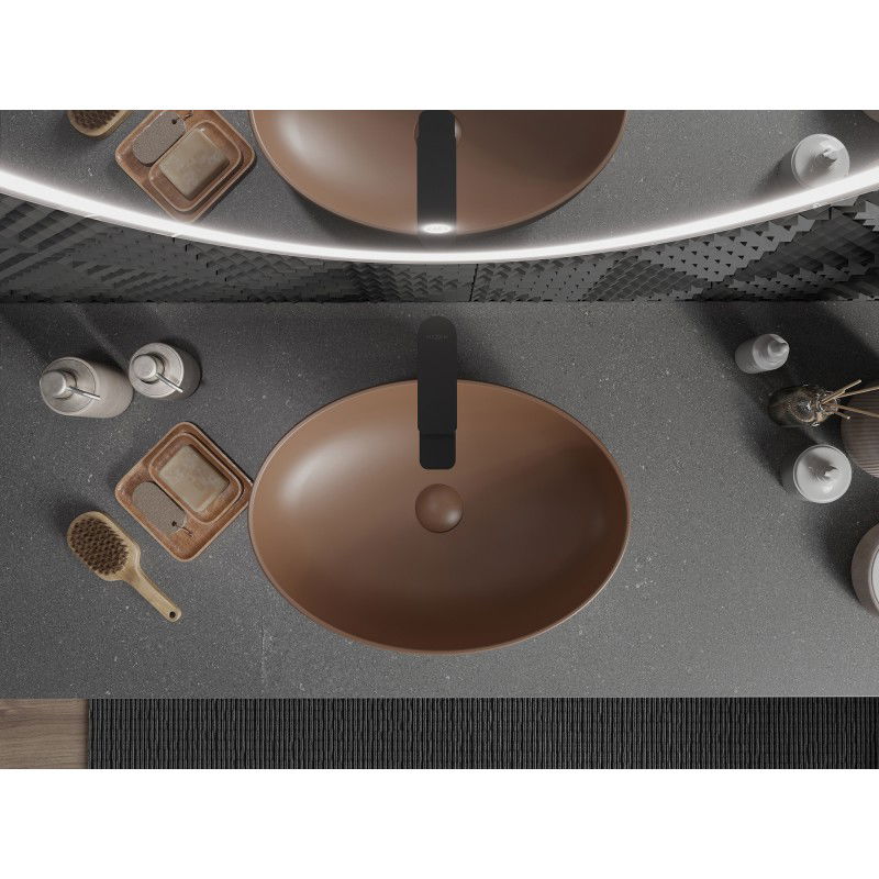 Mexen Cornelia 50 x 37 cm-es fali mosdókagyló, matt barna - 21885068