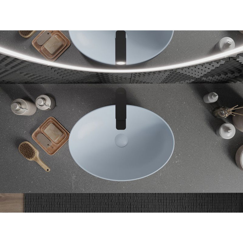 Mexen Cornelia pultra szerelhető mosdókagyló, 50 x 37 cm, szürke-kék matt - 21885069