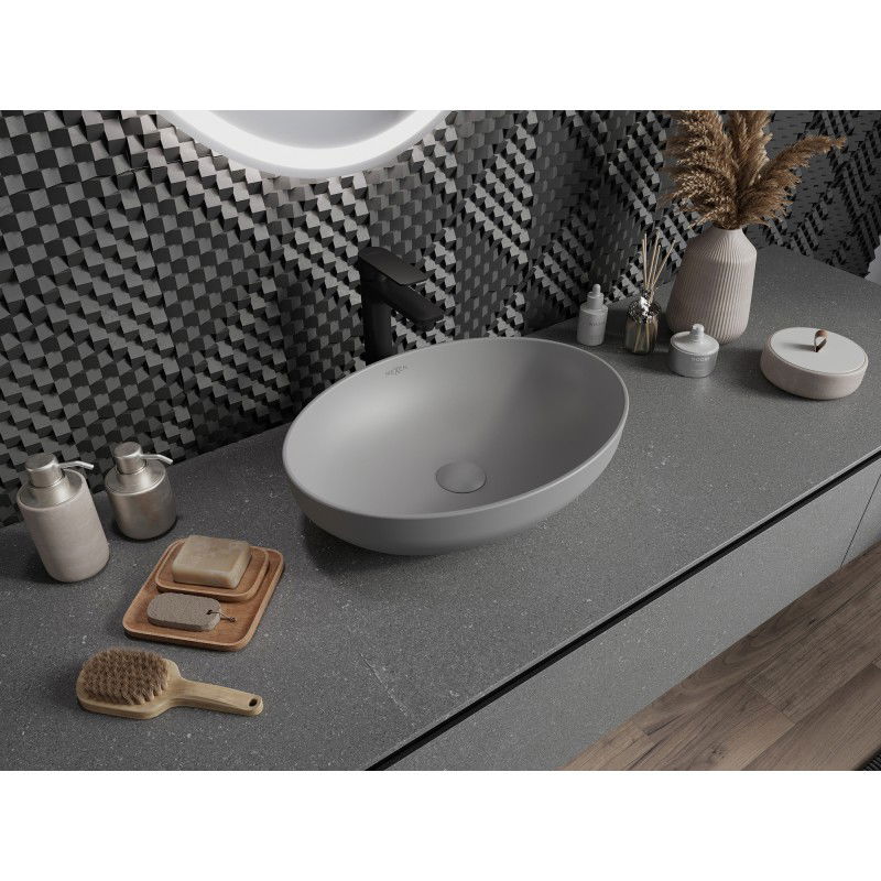 Mexen Cornelia chiuvetă pe blat 50 x 37 cm, gri deschis mat - 21885061