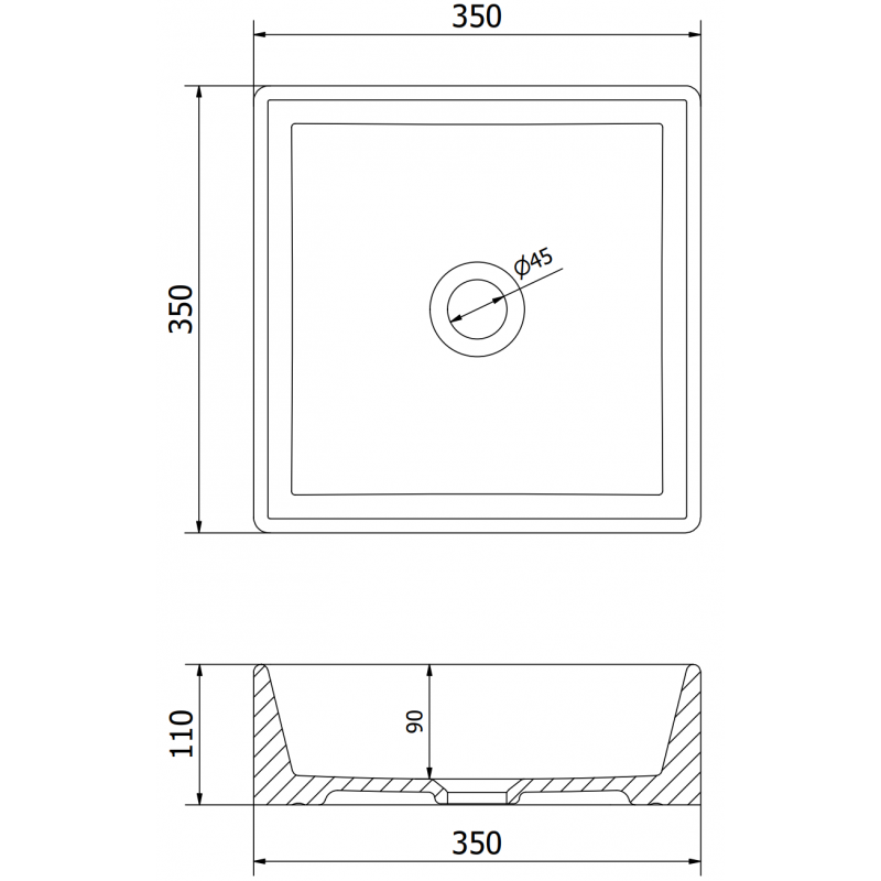 Mexen Goya lavoar pe blat 35 x 35 cm, gri deschis mat - 22183561