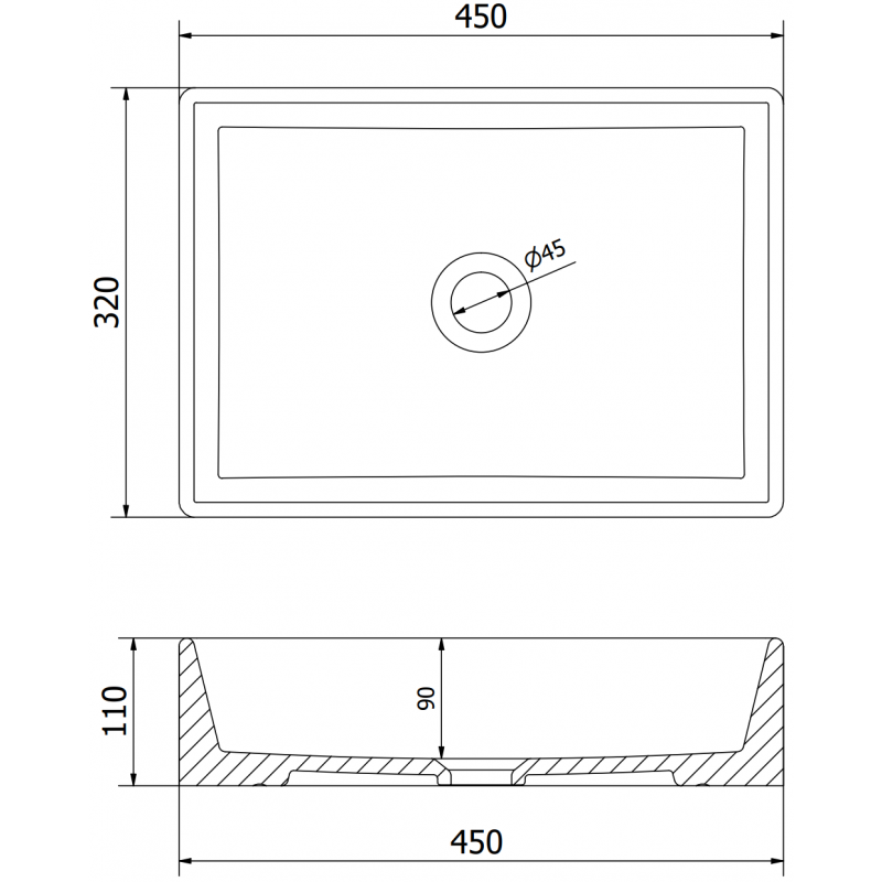 Mexen Goya asztali mosdó 45 x 32 cm, fekete matt - 22184585
