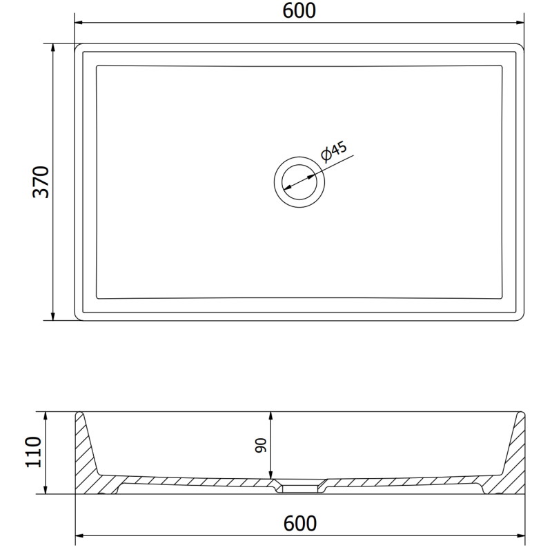 Mexen Goya lavoar deasupra blatului 60 x 37 cm, alb - 22186000