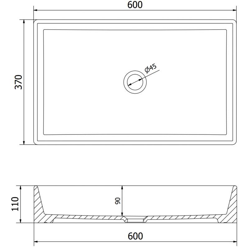 Mexen Goya munkalapra helyezett mosdókagyló 60 x 37 cm, fehér - 22186000