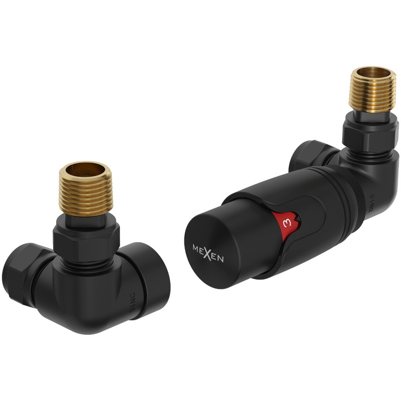 Mexen G00 tengelyes termosztát készlet, fekete - W903-900-70