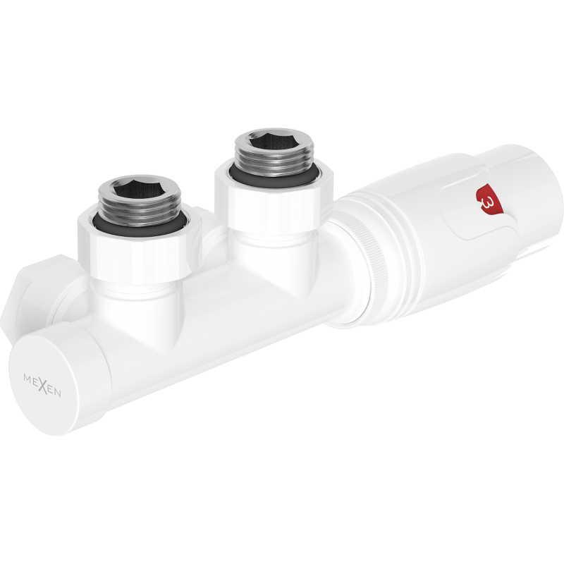 Mexen G00 termosztatikus szett, szögletes, Duplex, DN50, fehér - W907-900-20