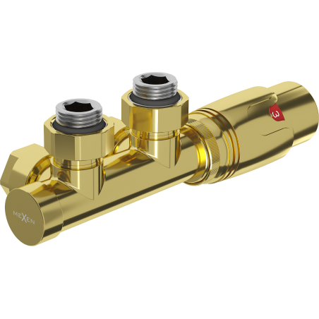 Mexen G00 termosztatikus szett sarokszelep, Duplex, DN50, arany - W907-900-50