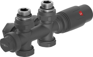 Mexen G00 termosztatikus szett szögletes/egyenes, Duplex, DN50, antracit - W908-900-66