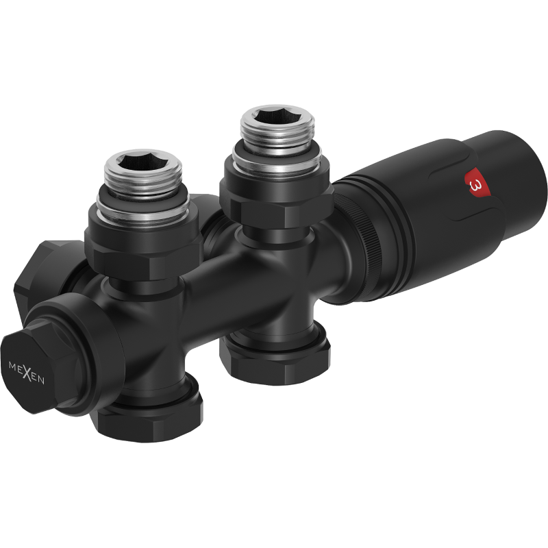 Mexen G00 set termostatic colțar/drept, Duplex, DN50, negru - W908-900-70