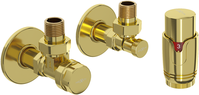 Mexen G00 set de robinete termostatice colțarecu cu mască R, auriu - W901-900-904-50