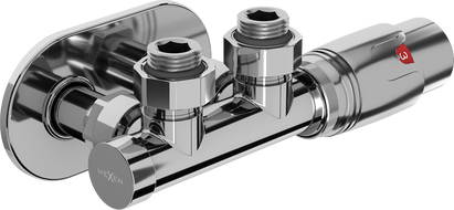 Mexen G00 termosztatikus szett szögletes R díszítéssel, Duplex, DN50, króm - W907-900-905-01