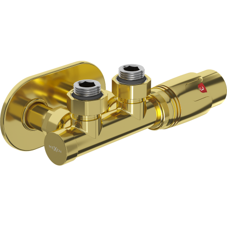 Mexen G00 set termostatic unghiular cu mască R, Duplex, DN50, auriu - W907-900-905-50