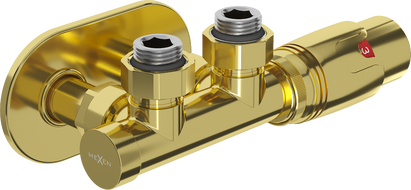 Mexen G00 set termostatic unghiular cu mască R, Duplex, DN50, auriu - W907-900-905-50