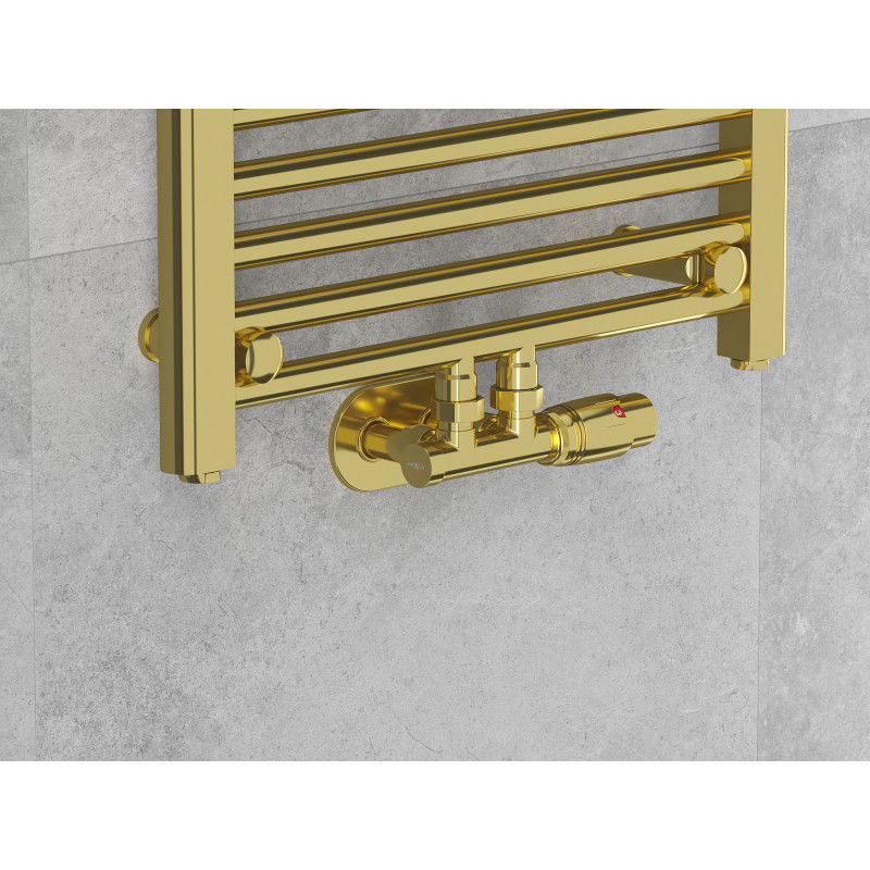 Mexen G00 set termostatic unghiular cu mască R, Duplex, DN50, auriu - W907-900-905-50