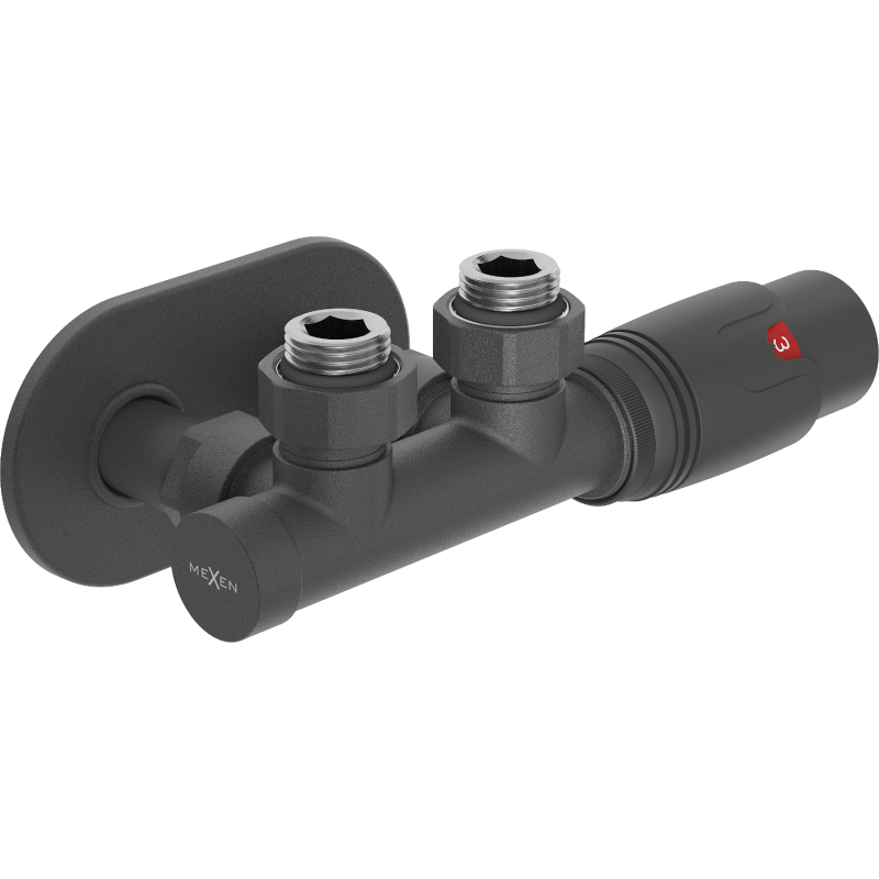 Mexen G00 termosztatikus szögletes készlet burkolattal R, Duplex, DN50, antracit - W907-900-905-66