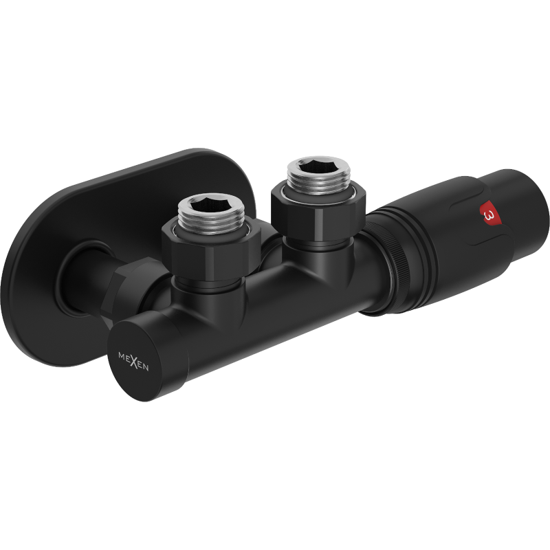Mexen G00 termosztatikus szögletes készlet takaróléccel R, Duplex, DN50, fekete - W907-900-905-70
