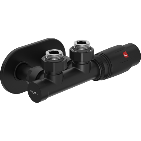 Mexen G00 termosztatikus szögletes készlet takaróléccel R, Duplex, DN50, fekete - W907-900-905-70
